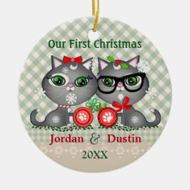 Enfeites de natal dos gatos rústicos feitos sob