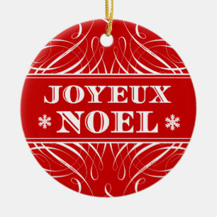 Enfeites de natal elegantes vermelhos de Joyeux