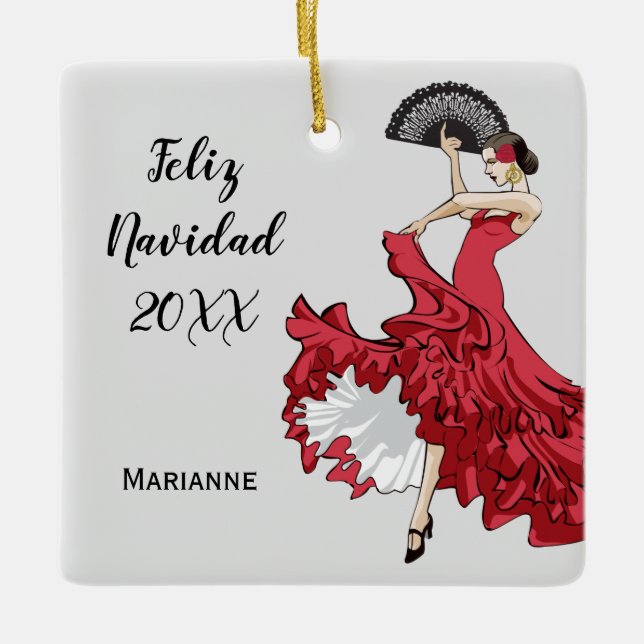 Enfeites de natal Flamenco Personalizado (Frente)