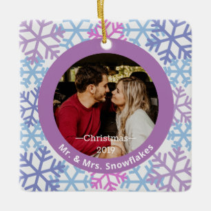 Enfeites de natal Fotográfico Roxo Snowflakes