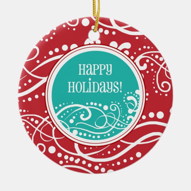 Enfeites de natal Funky do redemoinho do vermelho (Frente)