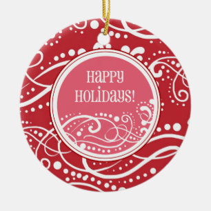 Enfeites de natal Funky Red & Pink Swirl