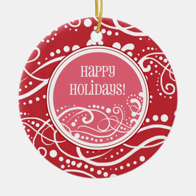 Enfeites de natal Funky Red & Pink Swirl (Frente)