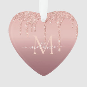 Enfeites de natal Glitter Dourado rosa Personaliza