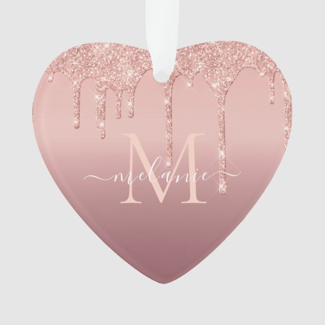 Enfeites de natal Glitter Dourado rosa Personaliza (Frente)