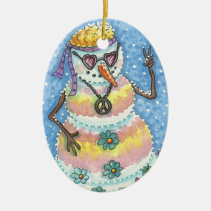 ENFEITES DE NATAL GROOVY SNOWMAN "PEACE ON EARTH"