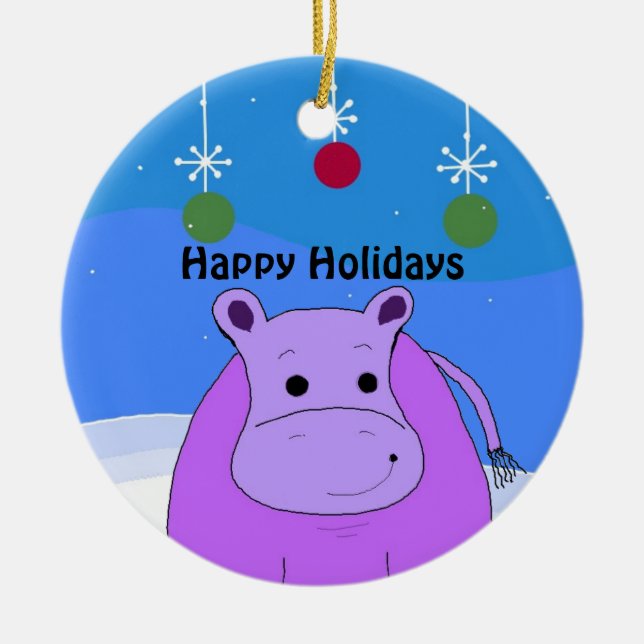Enfeites de natal Hippo Roxo (Frente)