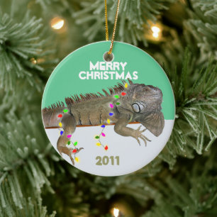 Enfeites de natal Iguana com Modelo de Ano