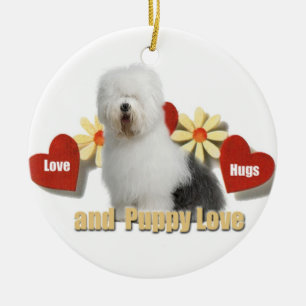 Enfeites de natal ingleses velhos do Sheepdog