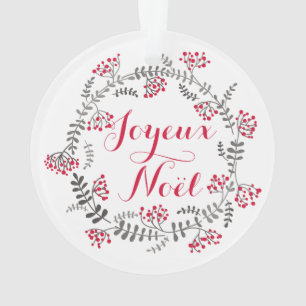 Enfeites de natal Joyeux Noël Holly Wreath