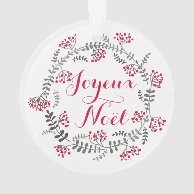 Enfeites de natal Joyeux Noël Holly Wreath (Verso)