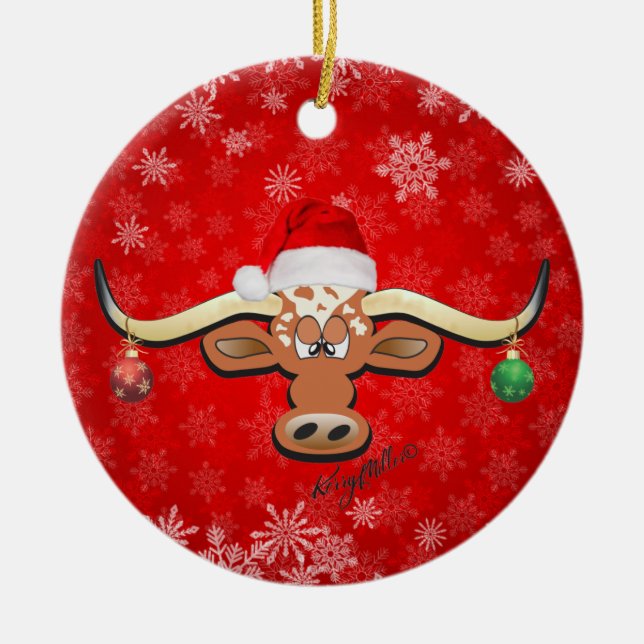 Enfeites de natal Longhorn Steer (Frente)