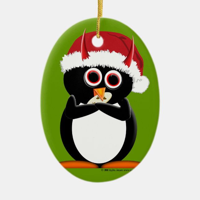 Enfeites de natal maus do pinguim (Frente)