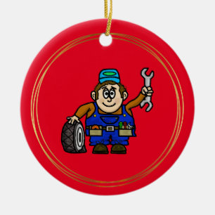 Enfeites de natal Mecânico Automotivo Masculino Cu