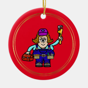 Enfeites de natal Mecânico Fêmea Cuta com Nome