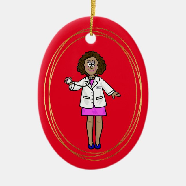 Enfeites de natal Médica de Mulher Negra (Frente)