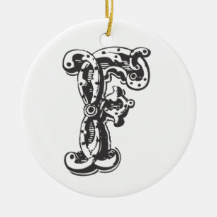 Enfeites de natal Monogrammed da letra inicial F -