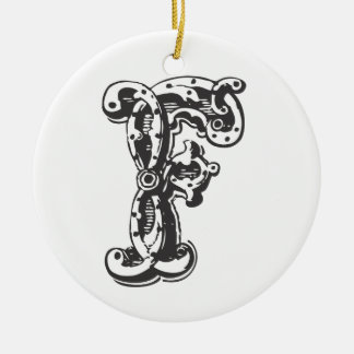 Enfeites de natal Monogrammed da letra inicial F -