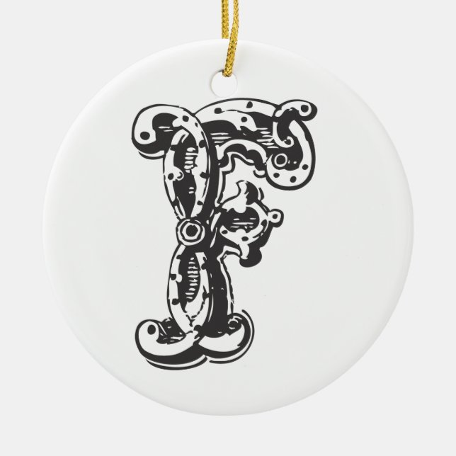 Enfeites de natal Monogrammed da letra inicial F - (Frente)