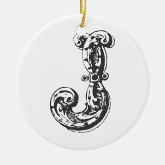 Enfeites de natal Monogrammed da letra inicial J -