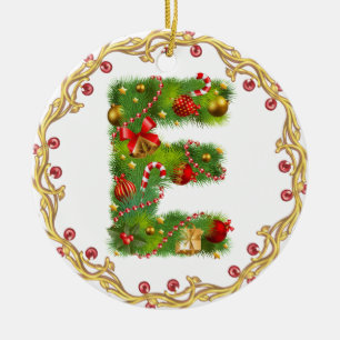 enfeites de natal monogrammed iniciais de E -