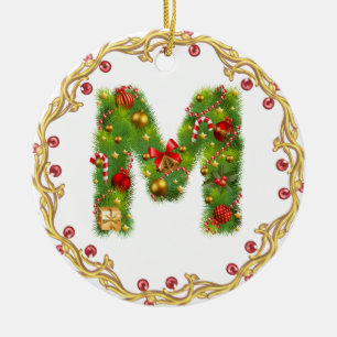 enfeites de natal monogrammed iniciais de M -