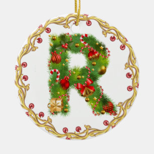 enfeites de natal monogrammed iniciais de R -