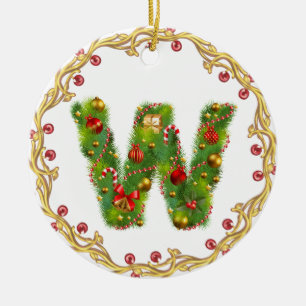 enfeites de natal monogrammed iniciais de W -