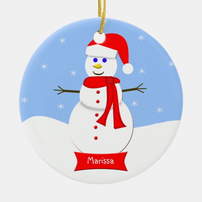 Enfeites de natal Monogrammed Snowman (Frente)