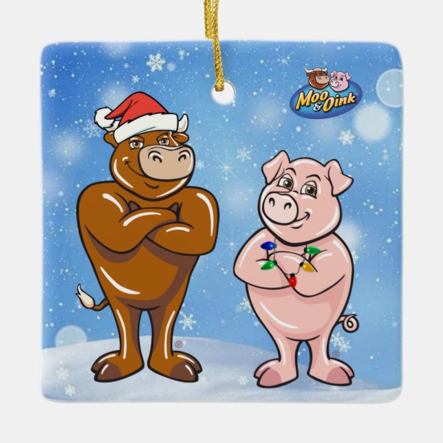 Enfeites de natal Moo & Oink (Frente)
