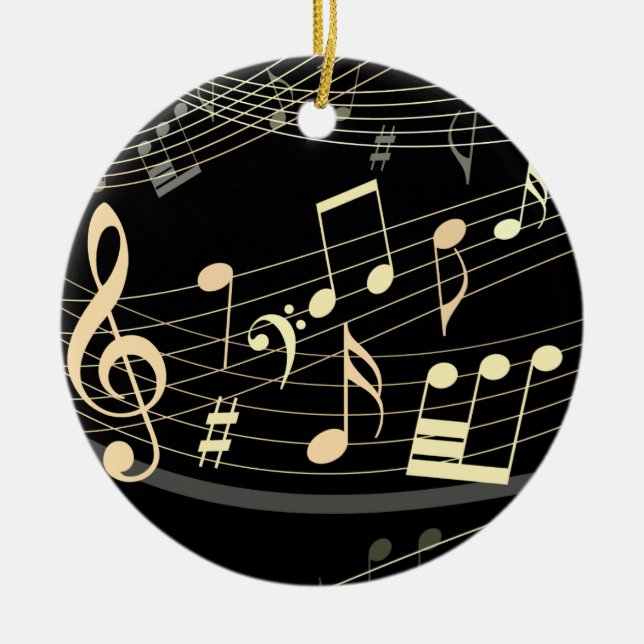 Enfeites de natal Musical Dourado Preto Personaliz (Frente)
