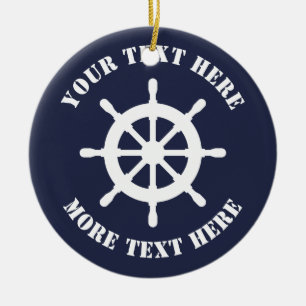 Enfeites de natal náuticos do leme do navio para o