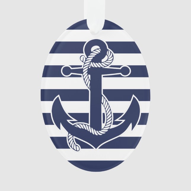 Enfeites de natal náuticos Oval Azul acrílico (Frente)