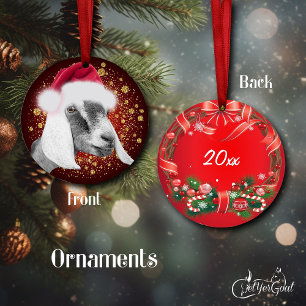 Enfeites de natal Nubian Dairy Goat Santa Hat