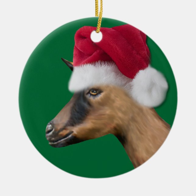 Enfeites de natal Oberhasli Goat Santa Hat (Frente)