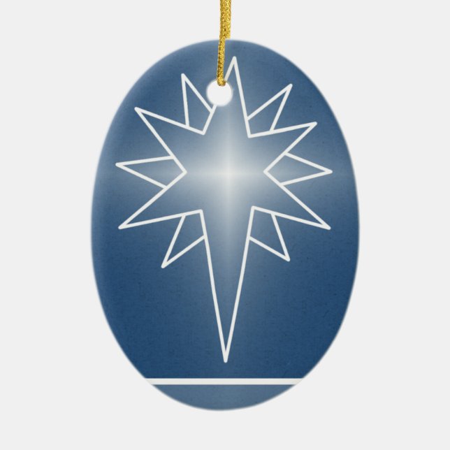 Enfeites de natal Oval da Estrela do norte, Azul (Frente)