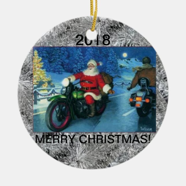 Enfeites de natal/papai noel em uma motocicleta (Frente)