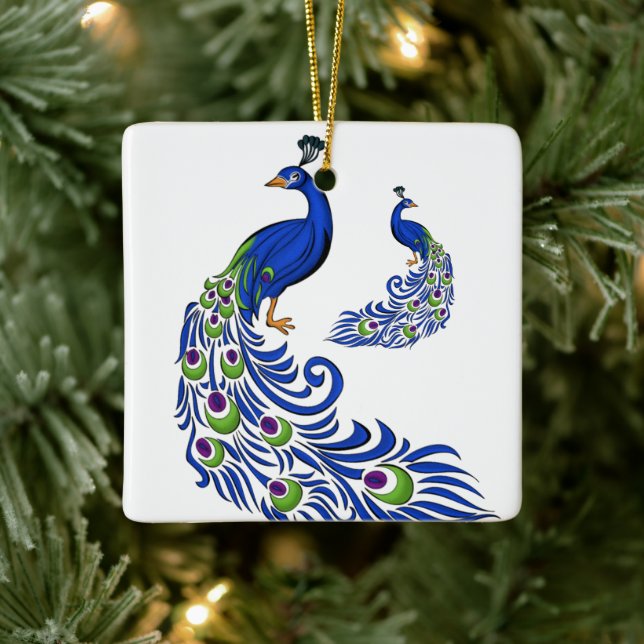 Enfeites de natal-Peacocks Ornament Cerâmico (Árvore)