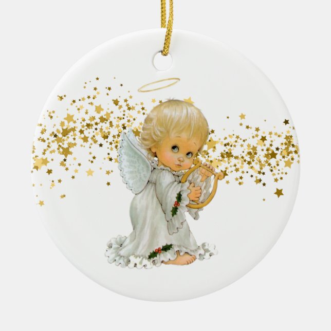 Enfeites de natal-Pequeno ornamento Cerâmico Anjo (Frente)