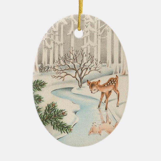 Enfeites de natal pequenos bonitos dos cervos (Frente)