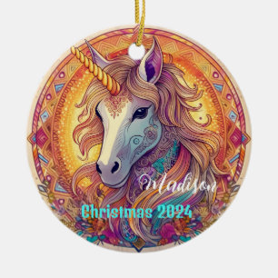 Enfeites de natal Personalizado Bo Ho Unicorn