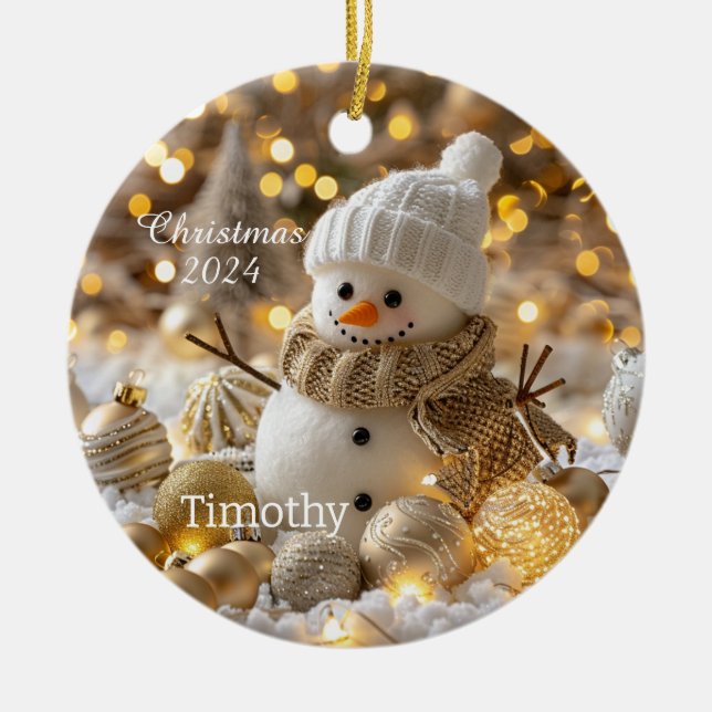 Enfeites de natal Personalizado Bonito Snowman (Frente)