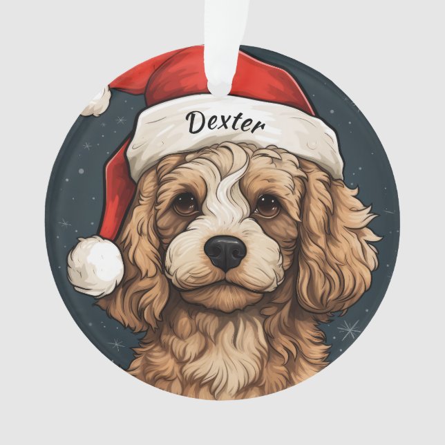 Enfeites de natal Personalizado Cavapoo (Frente)