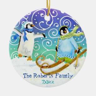 Enfeites de natal Personalizado da Família Pingui