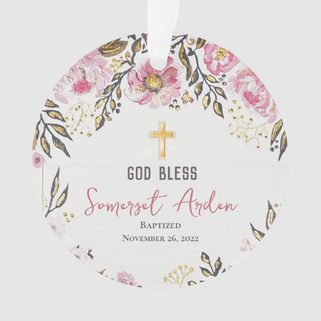 Enfeites de natal Personalizado de Batismo Fotográ (Frente)