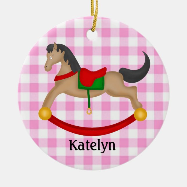 Enfeites de natal Personalizado de Cavalo Rochoso (Frente)