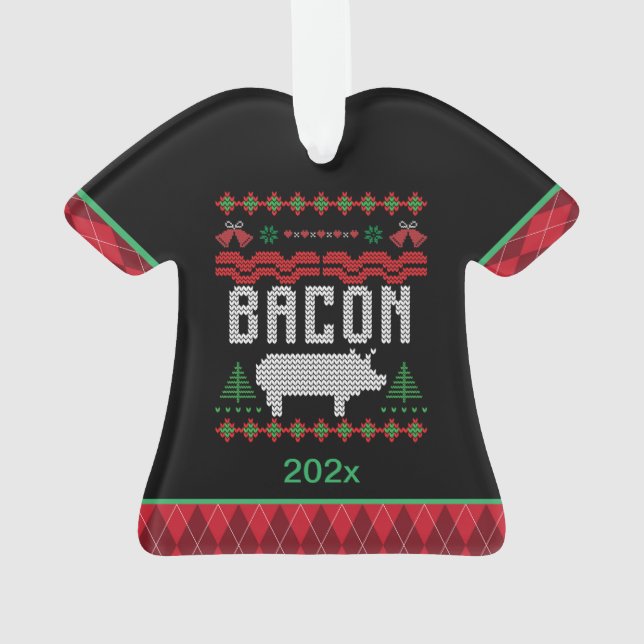Enfeites de natal personalizado de porcos bacon el (Verso)