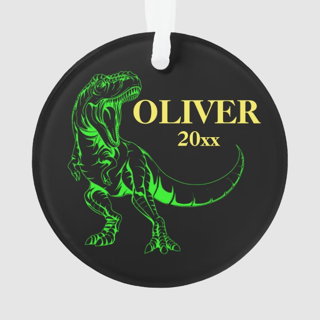 Enfeites de natal personalizado Dinossauro T-rex (Verso)