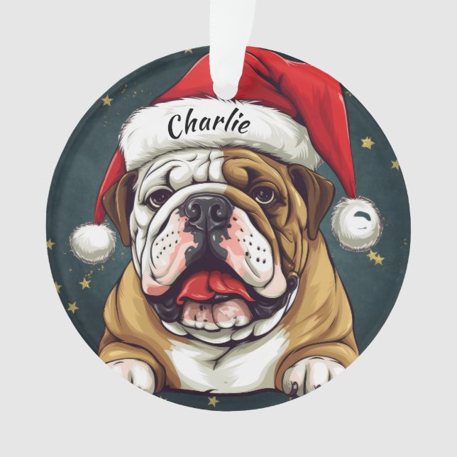 Enfeites de natal Personalizado do Bulldog (Frente)