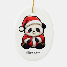 Enfeites de natal Personalizado Panda Santa Claus